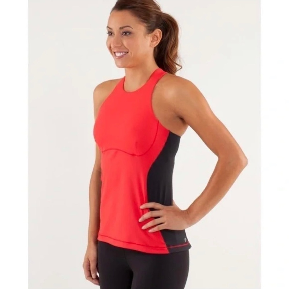 Lululemon spin it to win it tank top. Red and black. Size 8